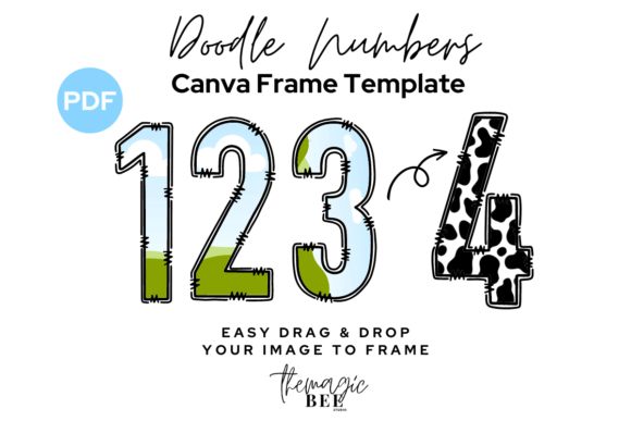 Download Doodle Numbers Editable Canva Frame - Editable canva frame Collection